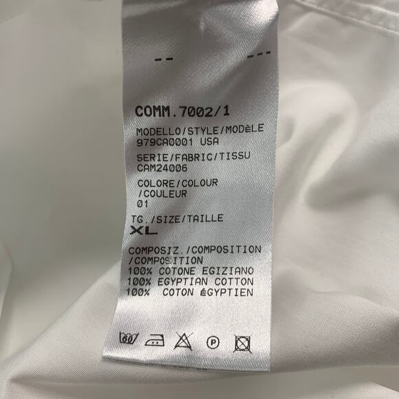 ELEVENTY Size XL White Solid Cotton Button Up Long Sleeve Shirt - Picture 6 of 7